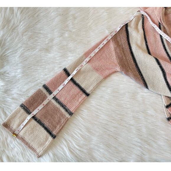 Billabong Women Knit Sweater Hooded Baja Beach Pink Stripe Size Medium - Picture 10 of 12